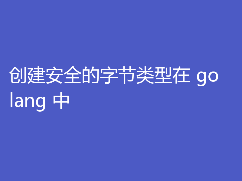 创建安全的字节类型在 golang 中