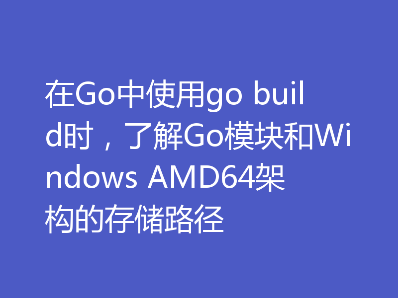 在Go中使用go build时，了解Go模块和Windows AMD64架构的存储路径