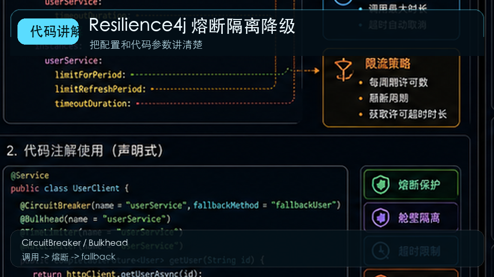 Resilience4j 熔断隔离降级：保护 Spring Boot 慢依赖 代码讲解图