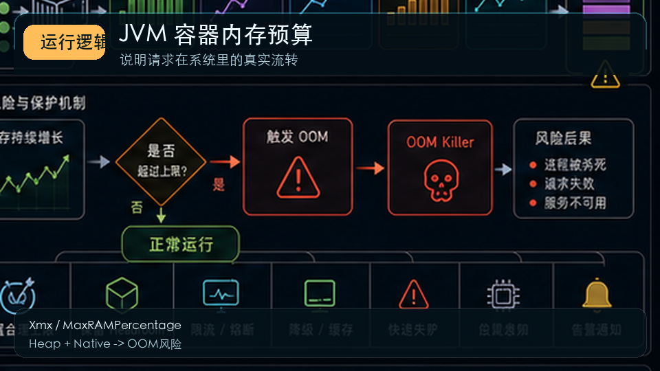 Spring Boot 容器内存优化：JVM 堆、非堆与 MaxRAMPercentage 运行逻辑图