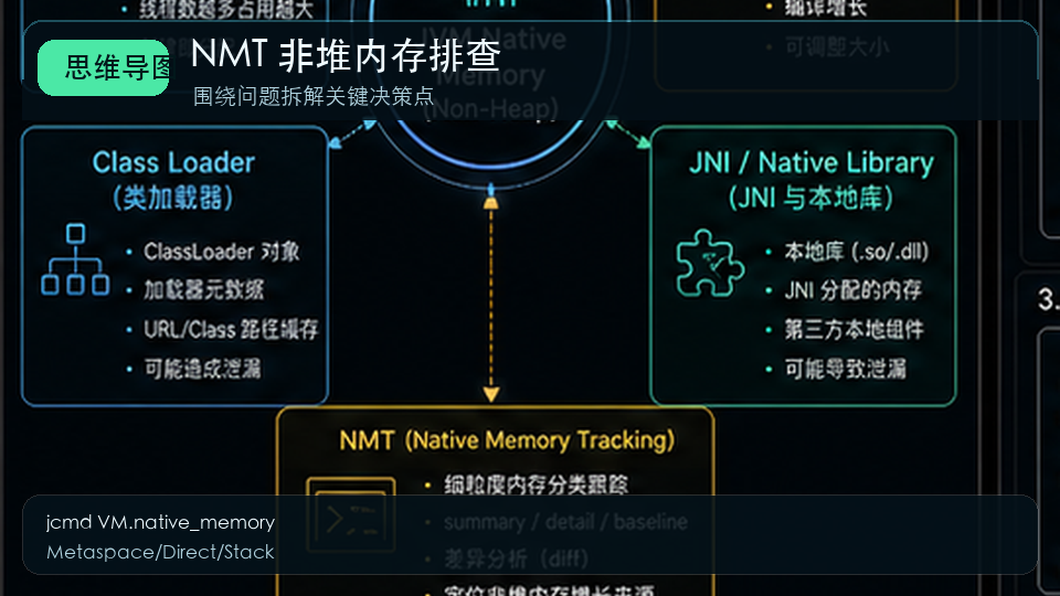 Java NMT 非堆内存排查：Direct Buffer、线程栈与 Metaspace 分析