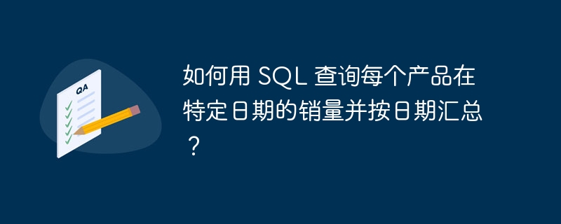 如何用 SQL 查询每个产品在特定日期的销量并按日期汇总?