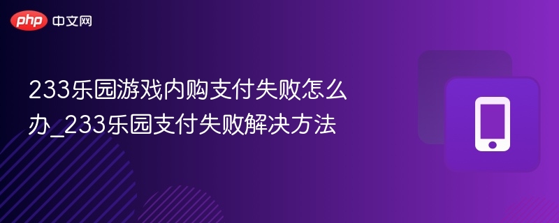233乐园支付失败解决方法大全