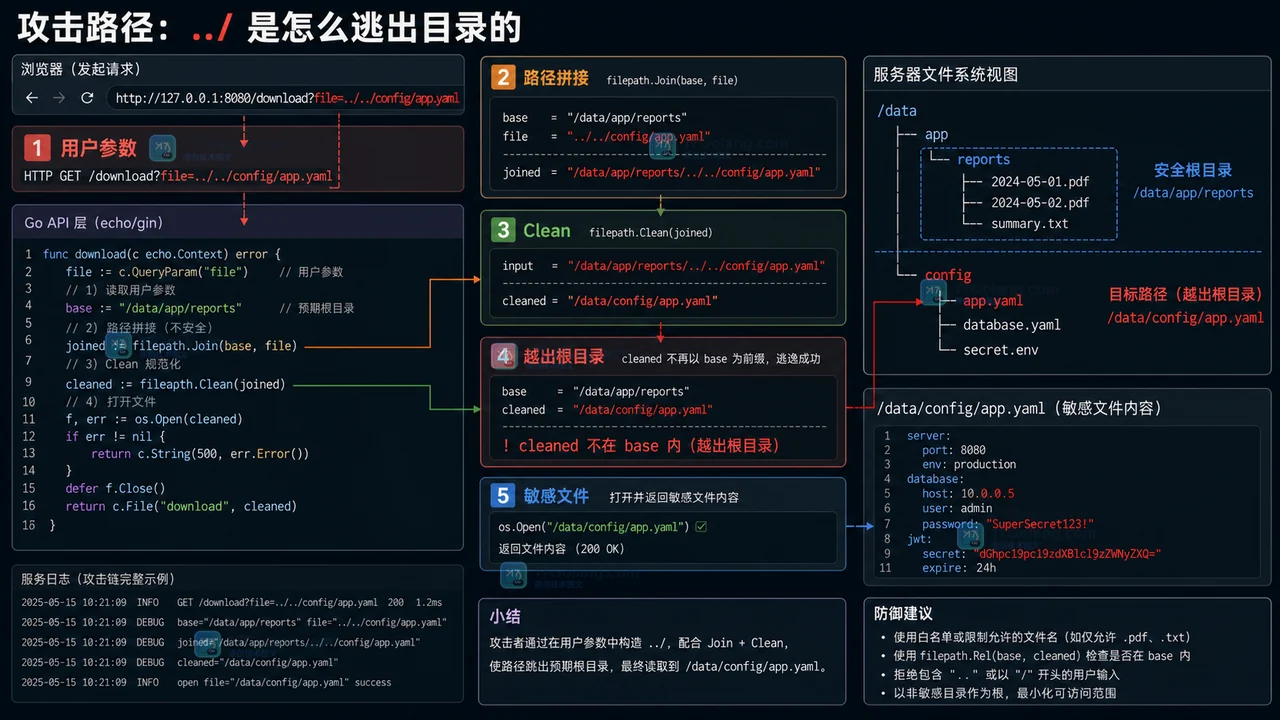 Go 问答：文件下载接口如何防路径穿越，filepath.Clean 够不够？