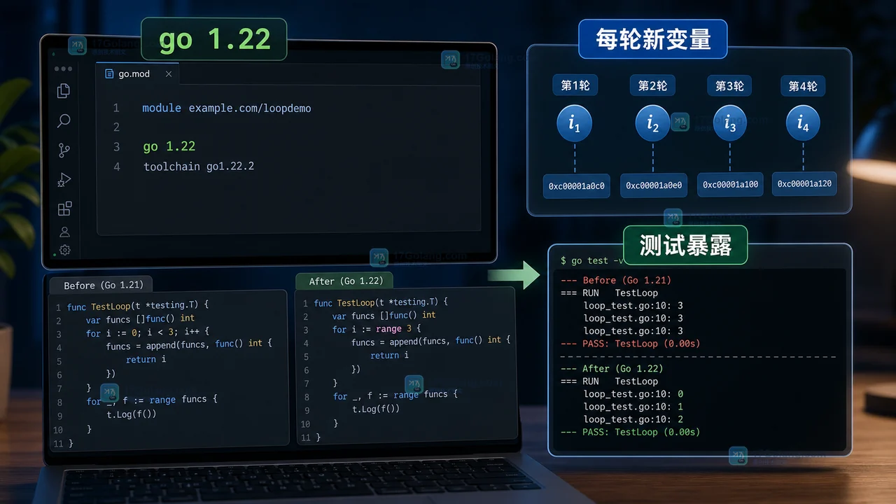 Go 1.22 循环变量变化：for range 闭包坑为什么少了