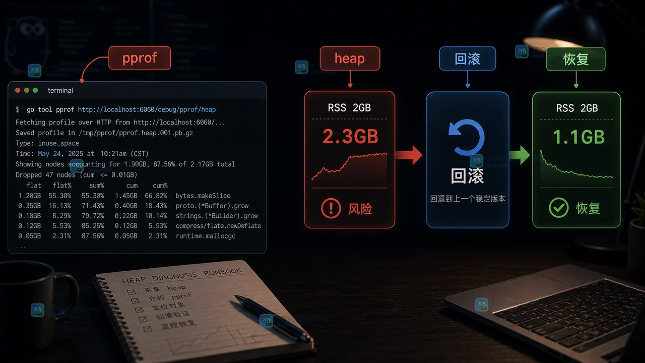 Go 服务通过 pprof heap 快照定位内存风险并回滚恢复