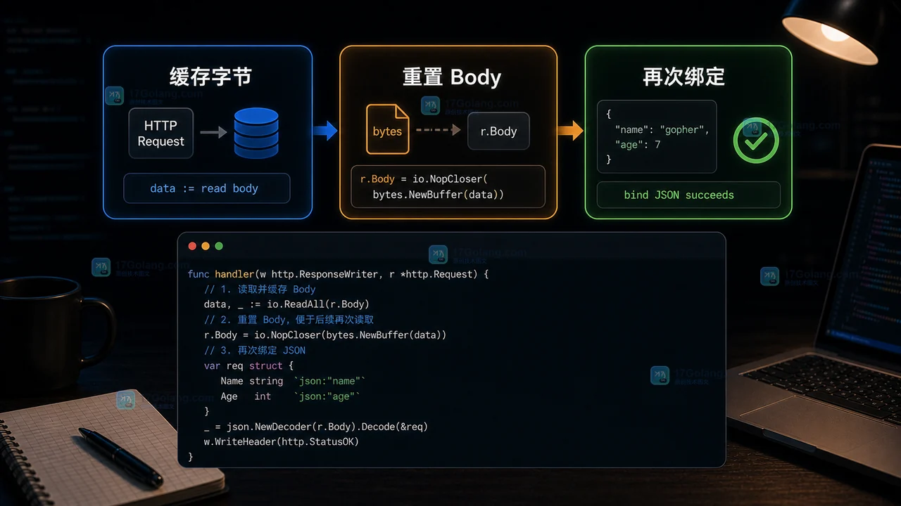 Go HTTP 请求体缓存字节后用 io.NopCloser 重置 Body 再次绑定成功