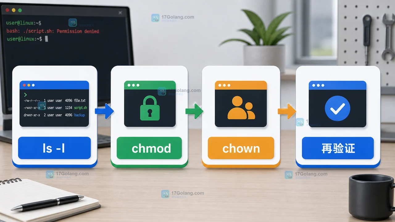 Linux 提示 Permission denied 怎么处理：别急着 chmod 777，先看身份、权限和路径