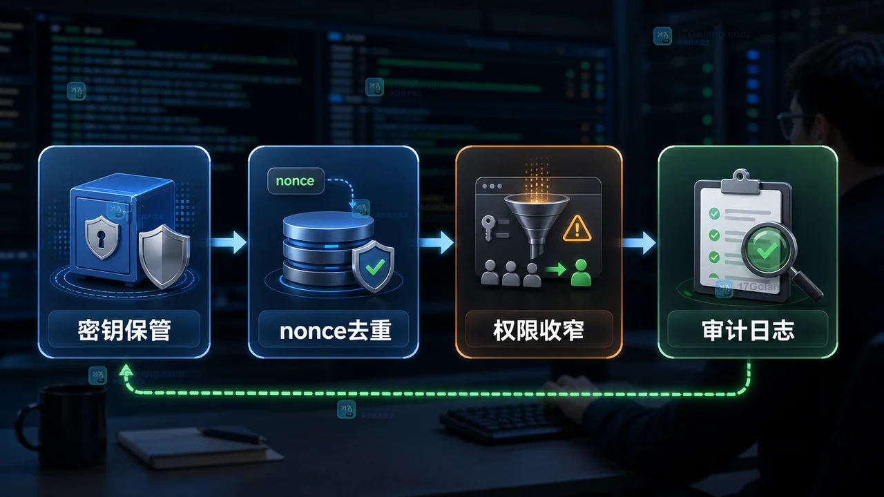 Go 接口签名怎么防重放：timestamp、nonce 和 HMAC 校验实战