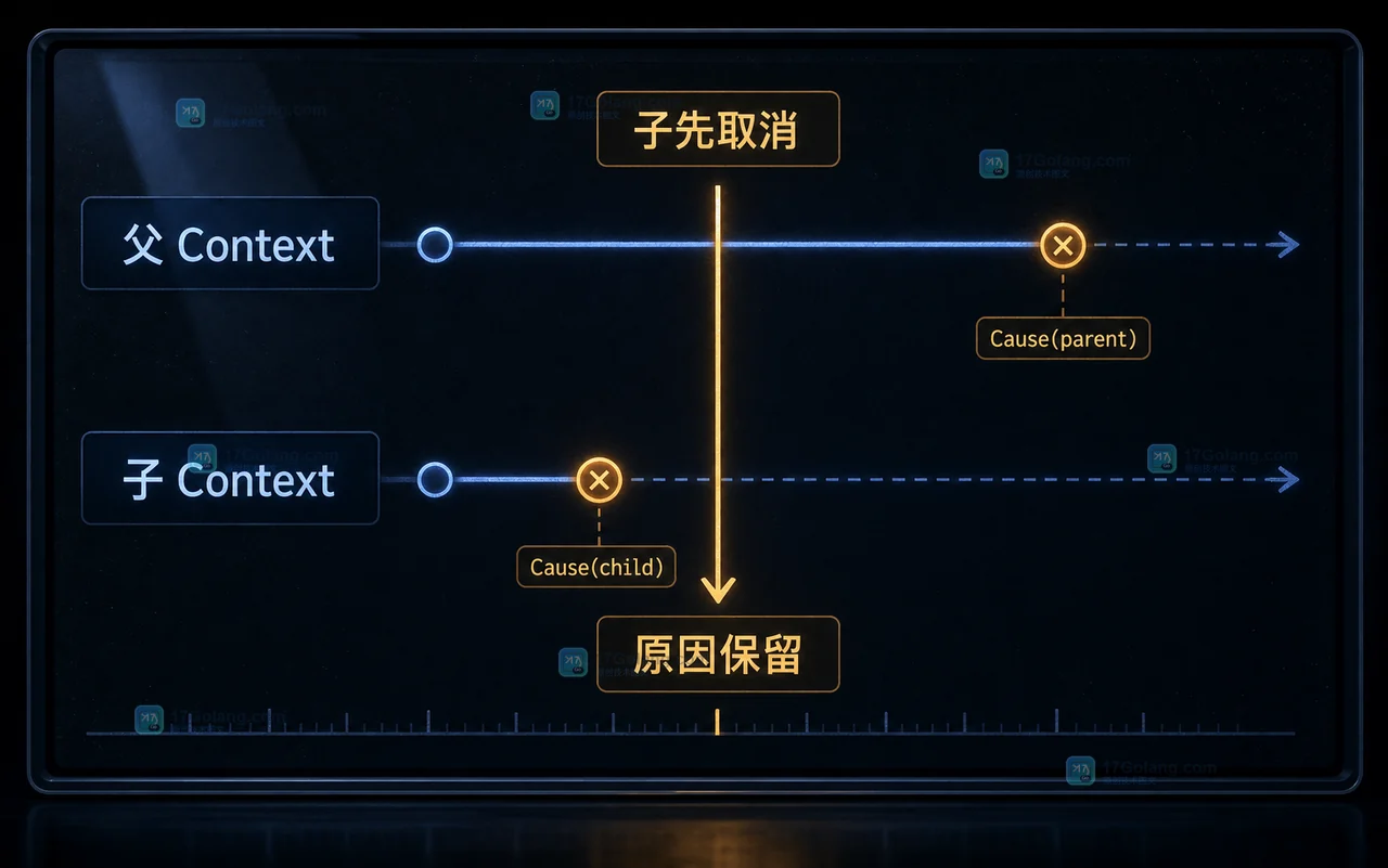 Go context.WithCancelCause 怎么用：让中断原因能被日志和调用方看见